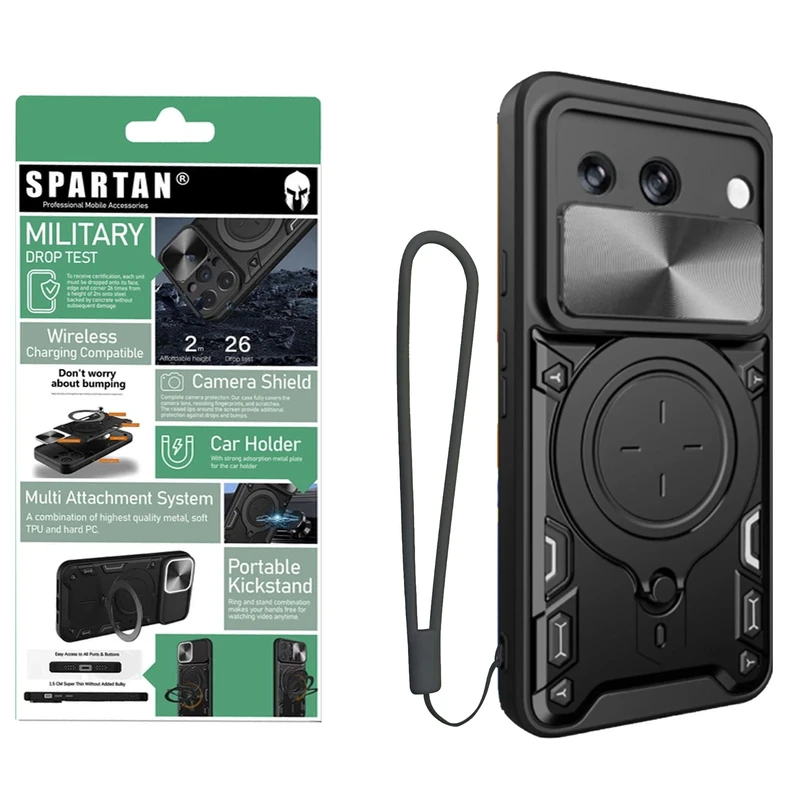 کاور اسپارتان مدل Magnet Ring Strap مناسب برای گوشی موبایل گوگل Pixel 7A به همراه بند آویز