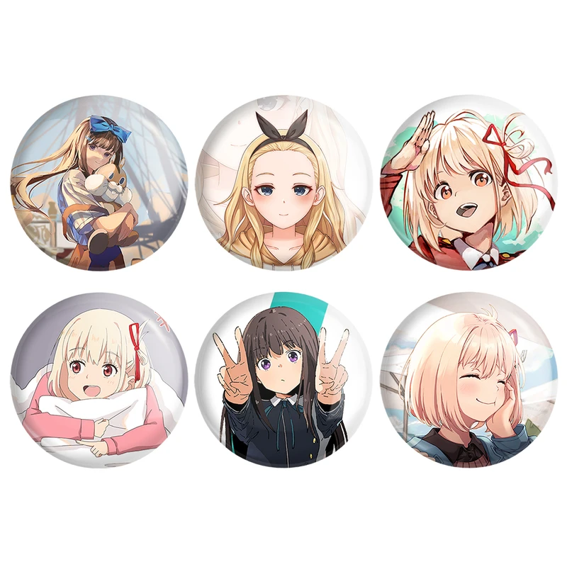 مگنت خندالو طرح انیمه لیکوریس ریکویل Lycoris Recoil کد 1416A مجموعه 6 عددی