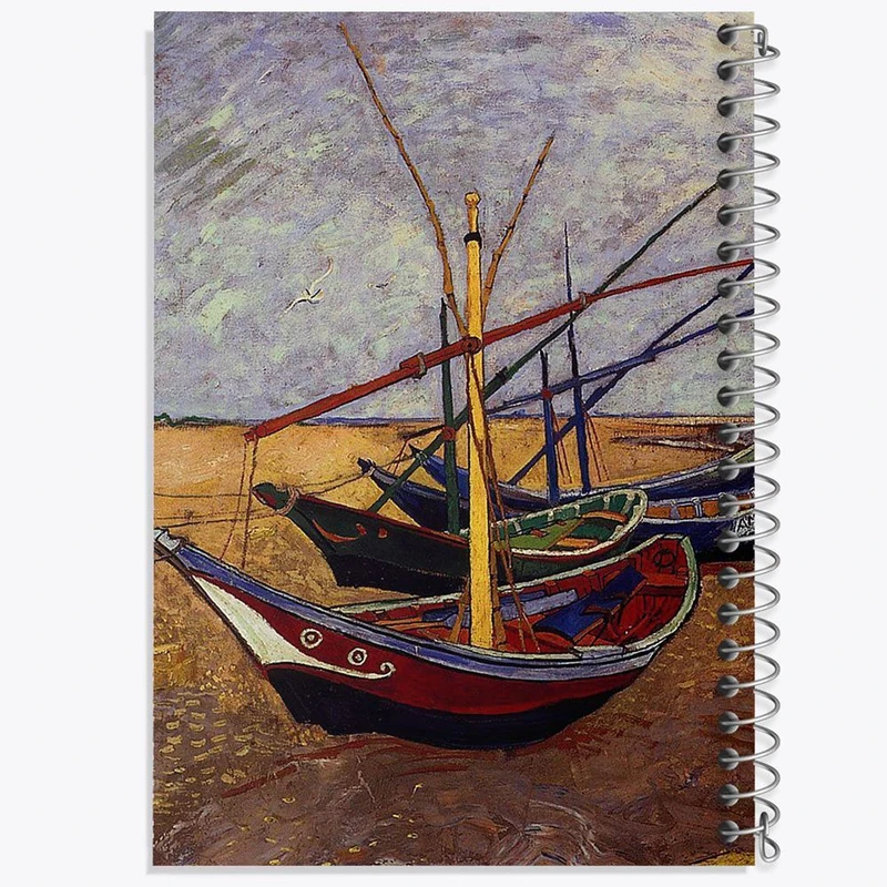 دفتر شطرنجی 50 برگ خندالو طرح زبان قایق ماهیگیری اثر ونسان ونگوگ کد 25443