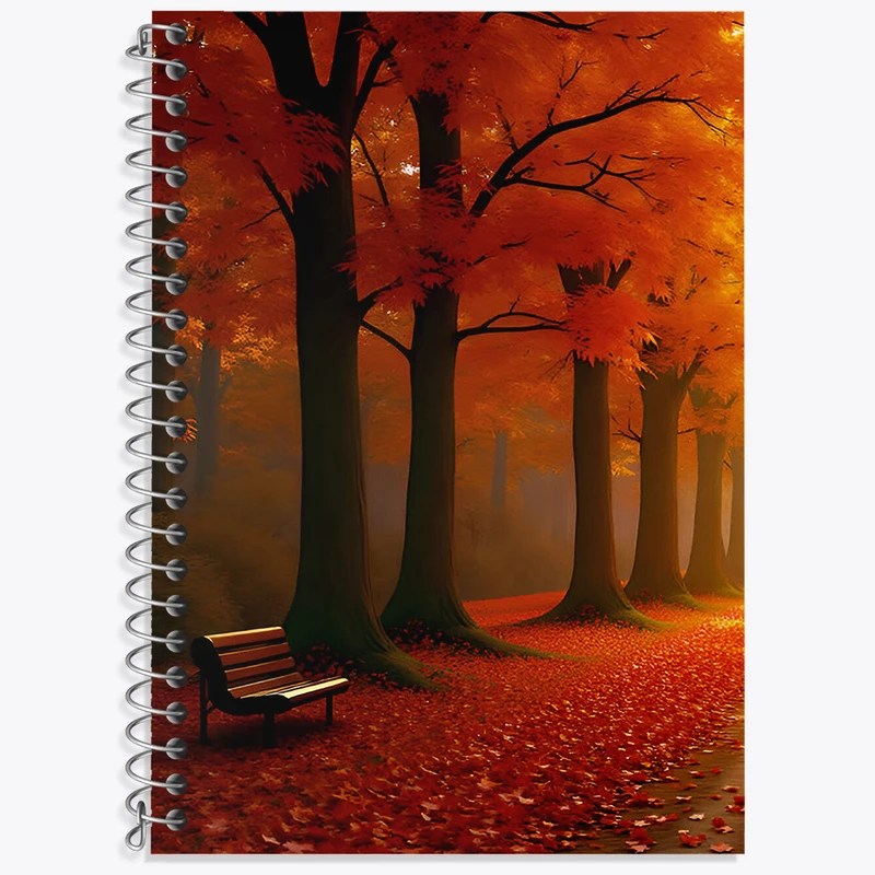 دفتر زبان 50 برگ خندالو مدل سه خط طرح پاییز (Fall) کد N3399