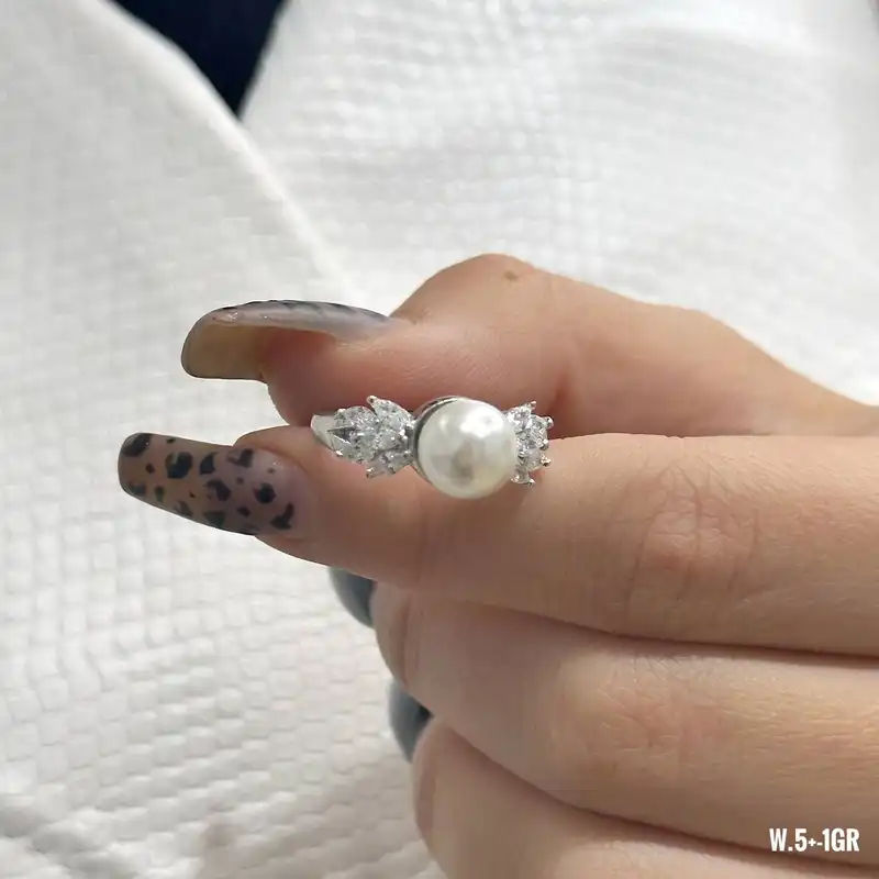 انگشتر نقره زنانه مدل مروارید