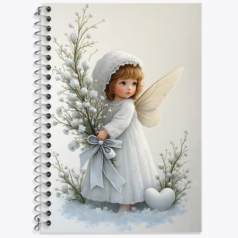 دفتر زبان 50 برگ خندالو مدل دو خط طرح فرشته ی کیوت کد F8264