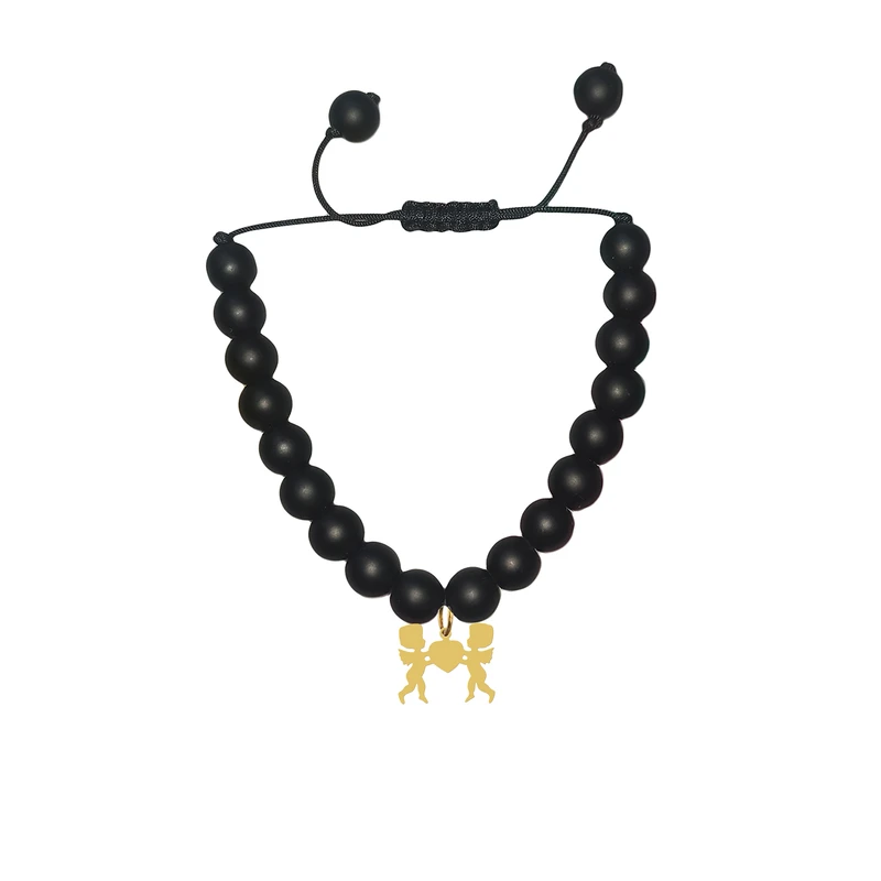 دستبند مهره‌ای هایکا طرح فرشته و قلب کد bd.h 428