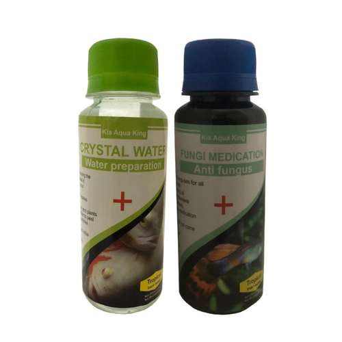 محلول ضد قارچ آبزیان مدل GS-12 حجم 120 میلی لیتر به همراه محلول شفاف کننده آب آکواریوم