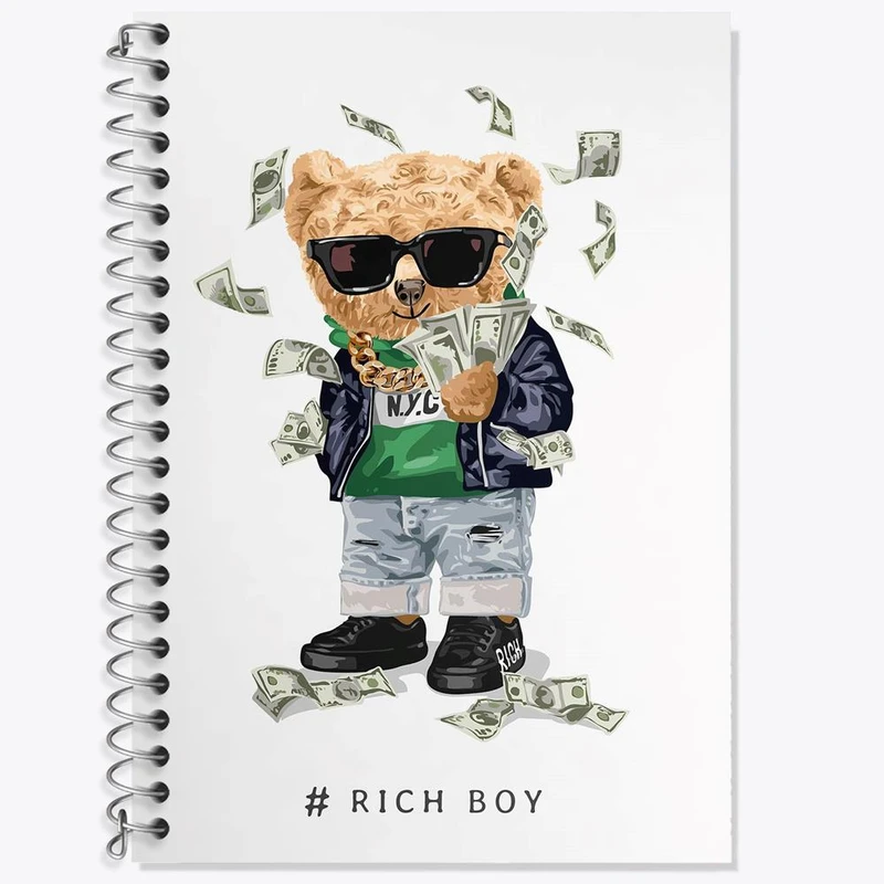 دفتر زبان 50 برگ خندالو مدل سه خط طرح تدی Teddy کد 26183