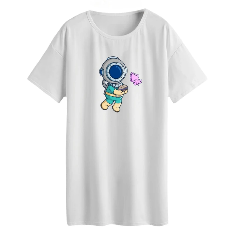 تی شرت لانگ آستین کوتاه زنانه مدل آدم فضایی کد 01