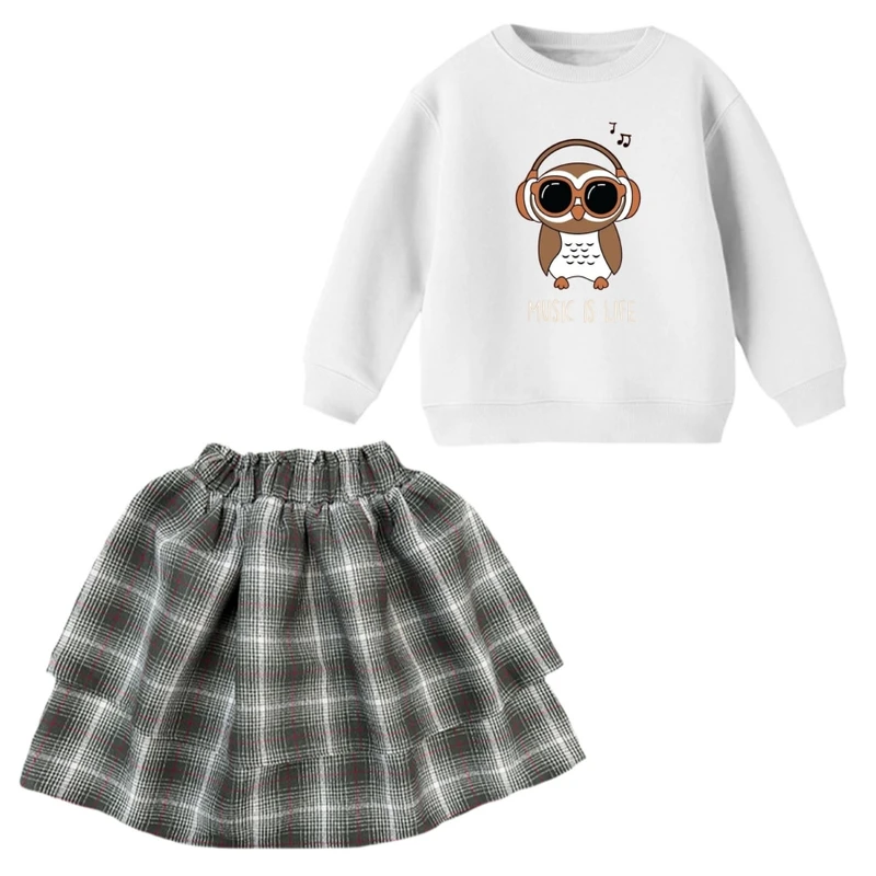 ست بلوز و دامن دخترانه مدل جغد و موزیک