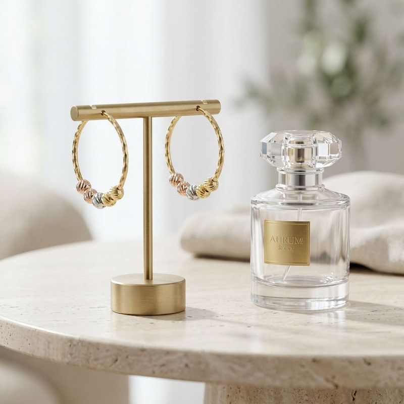 گوشواره حلقه‌ای طلا 18 عیار زنانه طلای کامک مدل البرنادو  - 2