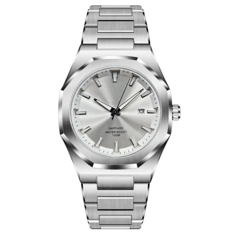 ساعت مچی عقربه‌ای کوارتز مردانه مدل لوکس صفحه ساده قفل پروانه ای کد 001