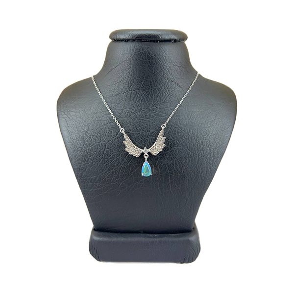 گردنبند نقره زنانه سواروسکی مدل بال فرشته و سنگ اوپال کد 2154101 -  - 3