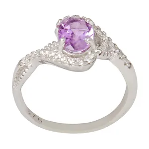 انگشتر نقره زنانه مدل آمیتیست تراش جواهری کد AWR_930