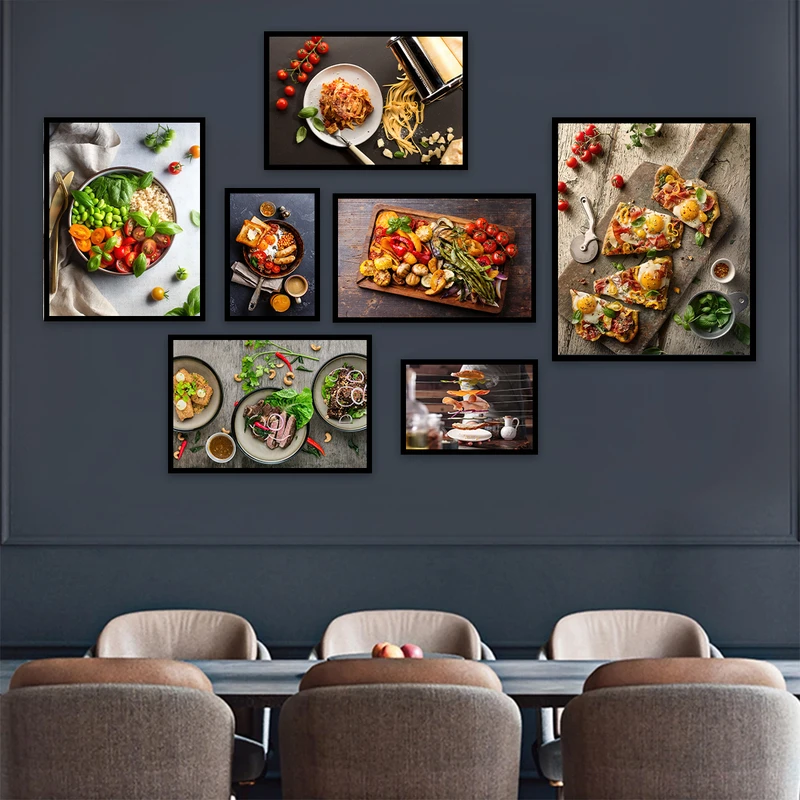 تابلو بکلیت طرح دکوراتیو فست فود و رستوران مدل B-672 مجموعه 7 عددی