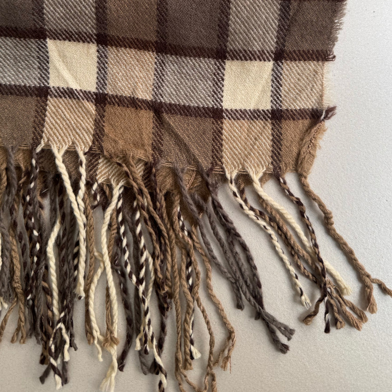 شال گردن زنانه مدل موهر چهارخانه مربعی ریز ریش ریشی کد 15