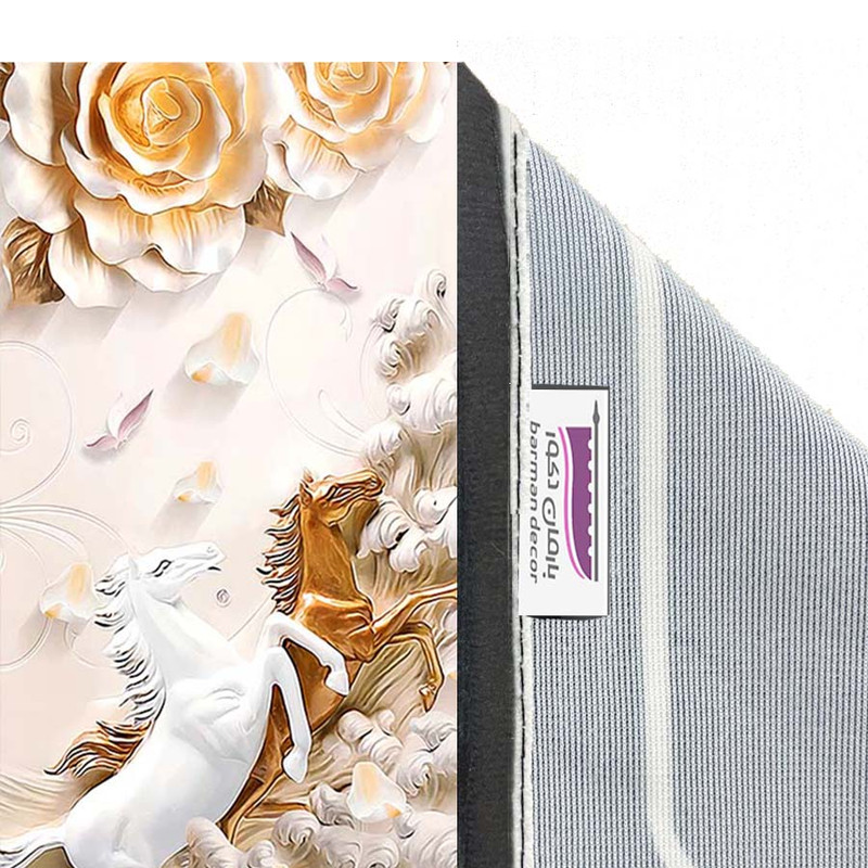 پرده بارمان دکور طرح اسب مدل هازان پانچی کد 5300 W سایز 140x280 سانتی متر