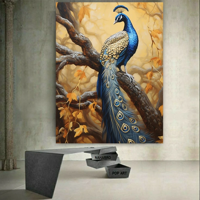 پوستر طرح مخمل طاووس روی شاخه درخت کد BK22851