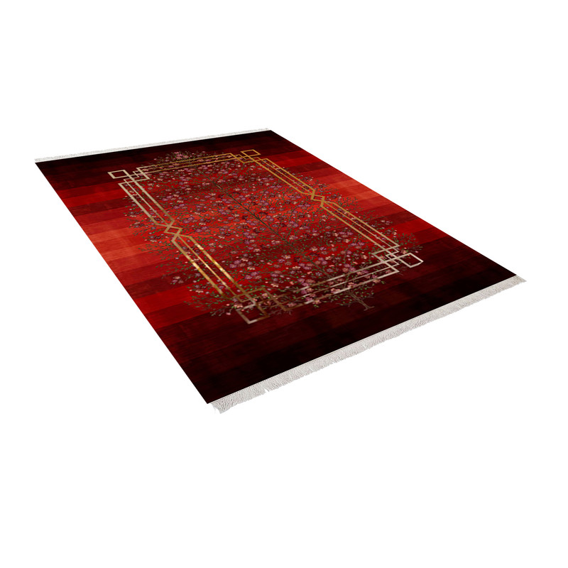 فرش ماشینی زانیس مدل مدرن طرح طلاکوب زمینه قرمز