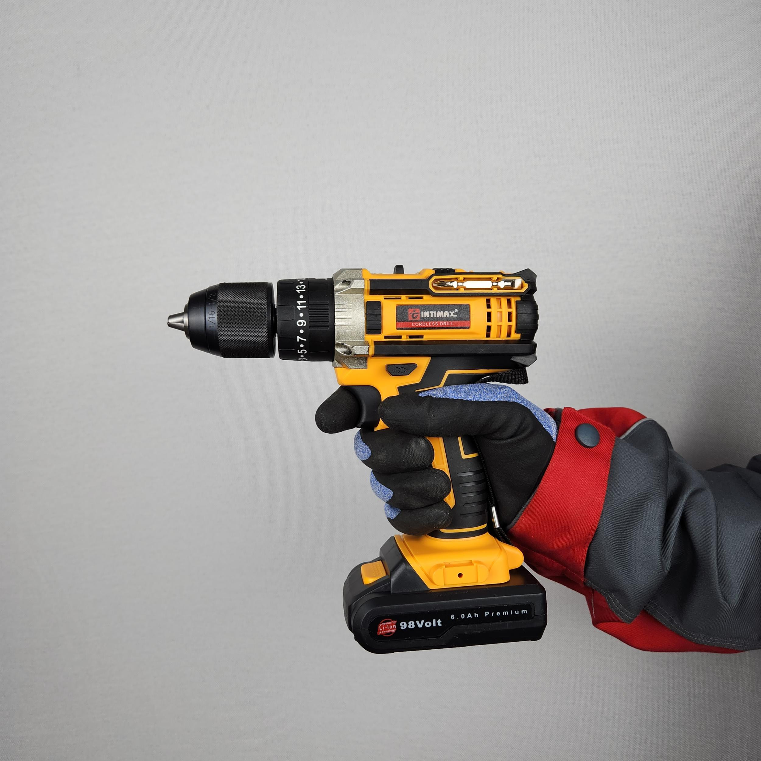 مجموعه 100 عددی دریل پیچ گوشتی شارژی چکشی صنعتی اینتیمکث مدل 0925