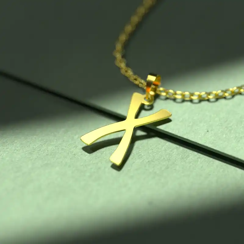 گردنبند طلا 18 عیار زنانه مدوپد مدل حرف X کد H3-1-1199