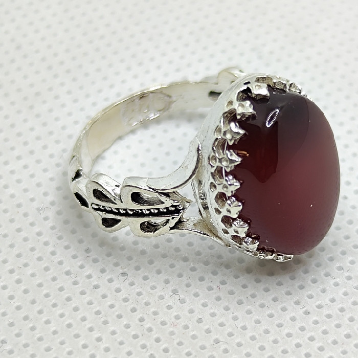 انگشتر نقره مردانه مدل سنگ عقیق رضوی رکاب صفوی کد 4009