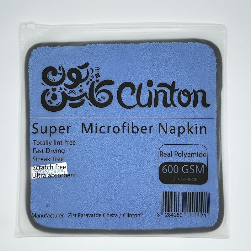 دستمال نظافت خودرو کلینتون مدل سوپر میکروفایبر 6030 مجموعه سه عددی