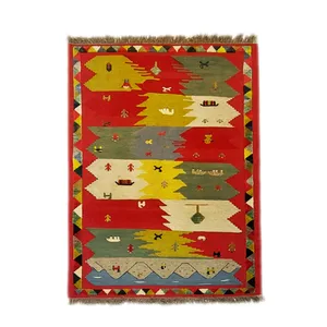 گلیم دستبافت یک و نیم متری طرح عروسکی کد 15010027