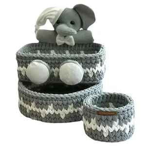 سبد قلاب بافی تریکو طرح فیل کد 2 مجموعه 3 عددی