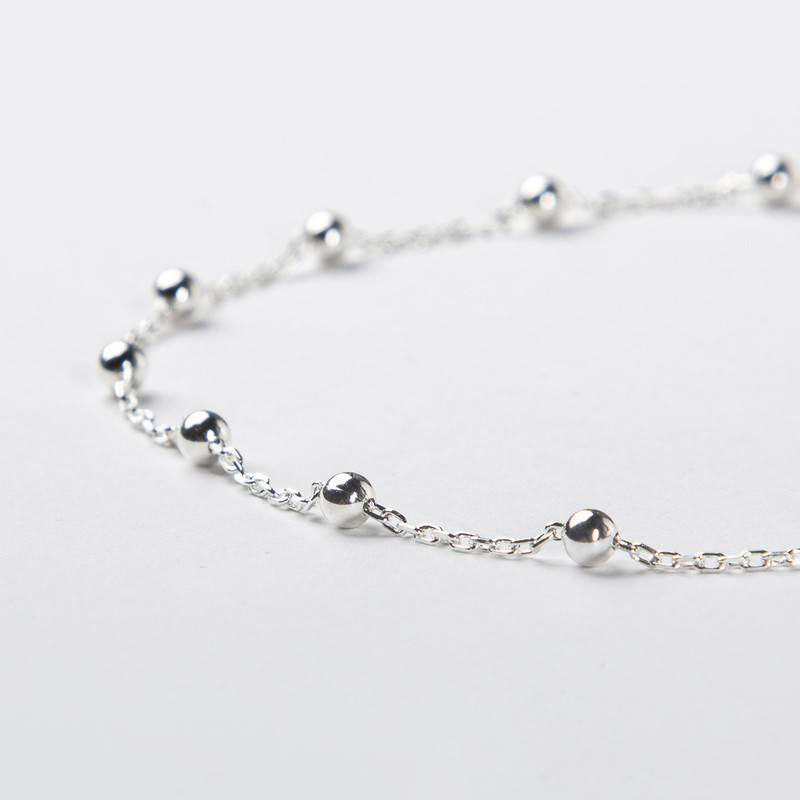 پابند نقره زنانه ریسه گالری مدل توپی کد 2061