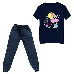 ست تی‌شرت و شلوار دخترانه مدل فلامینگو