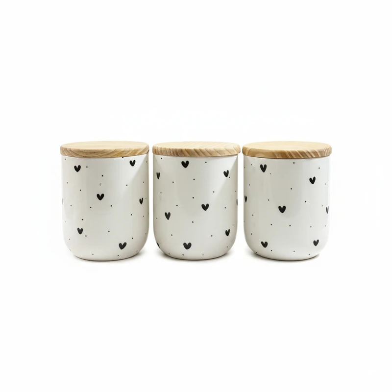 بانکه مدل سرامیکی طرح قلب و نقطه استوانه ای مجموعه 3 عددی 