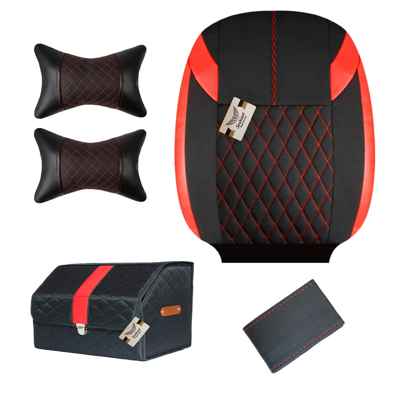  روکش صندلی خودرو سوشیانت مدل G مناسب برای کوییک به همراه پشت گردنی و نظم دهنده و دور فرمان