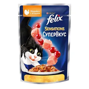 غذای پوچ گربه فلیکس مدل Turkey & Berry Super Flavored Jelly وزن 100 گرم