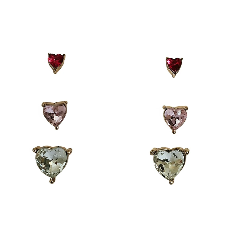 گوشواره زنانه مدل E2686 LOVE مجموعه 3 عددی