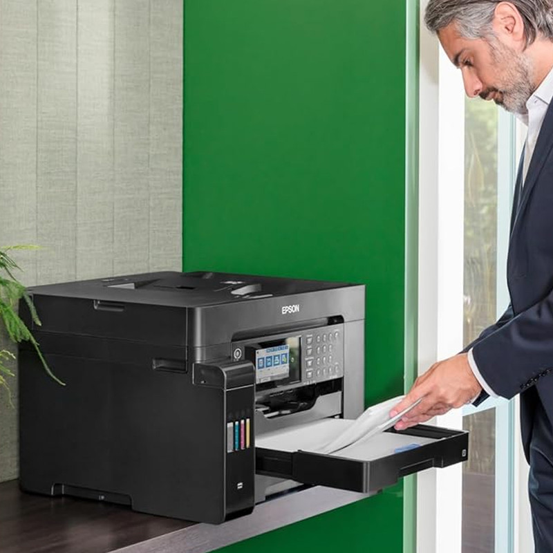 پرینتر جوهر افشان چندکاره رنگی اپسون مدل EcoTank L15150 با اتصال باسیم و بی‌سیم سایز چاپ A3+ با قابلیت چاپ دو رو