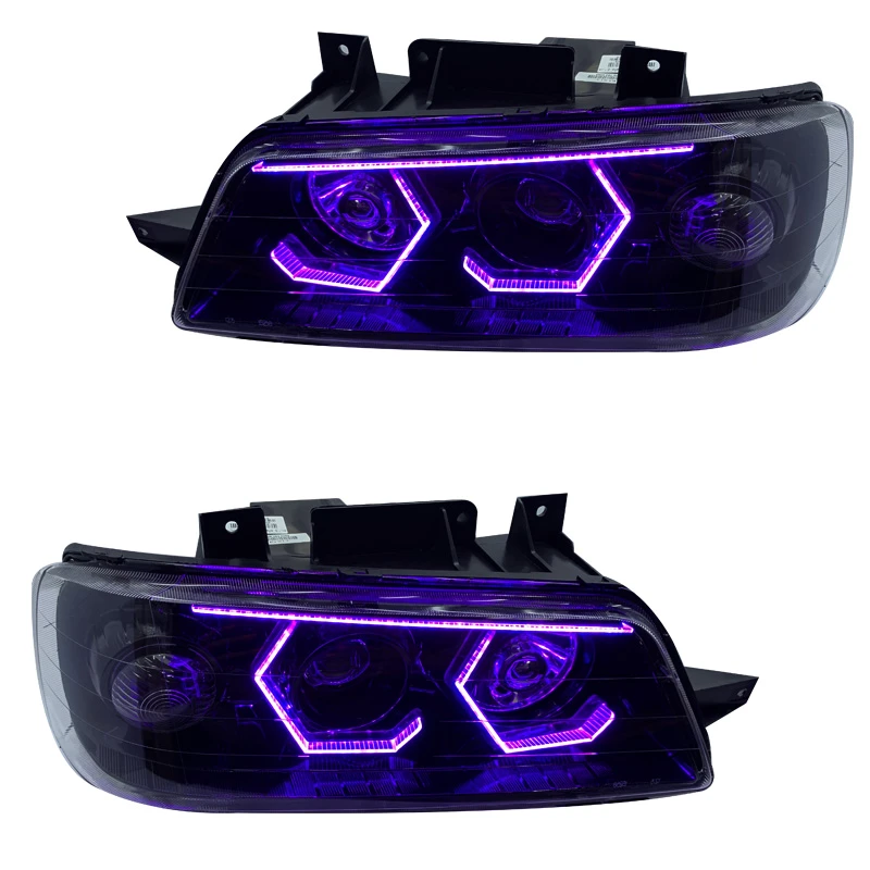 چراغ جلو خودرو گروه پژوهش صنعت مدرن مدل 3D-Hexa-Purple-B مناسب برای پژو 405 بسته دو عددی