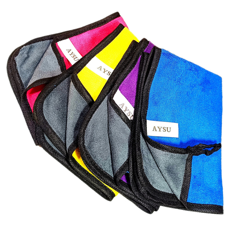 دستمال شیشه خودرو آیسو مدل سوپر میکروفایبر بسته 4 عددی