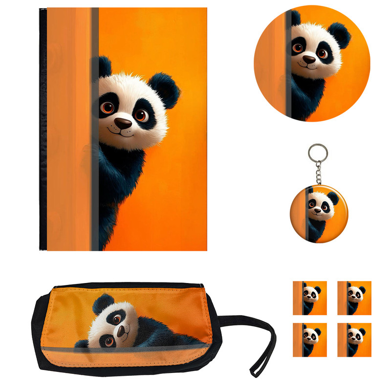 بسته لوازم تحریر مدل خرس پاندا گوگولی طرح کلاسور کد کیوت مجموعه 8 عددی