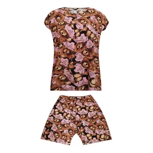 ست تی شرت و شلوارک زنانه مدل نخی THIS IS MOST A THEOOY TOY کد DKCOP 206