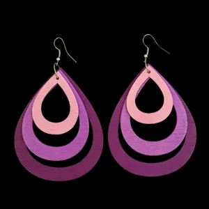 گوشواره زنانه مدل اشک چوبی عروسکی