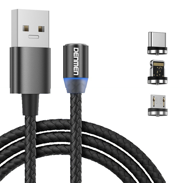 کابل تبدیل USB به MicroUSB/USB-C/لایتنینگ دنمن مدل D09E طول 1 متر