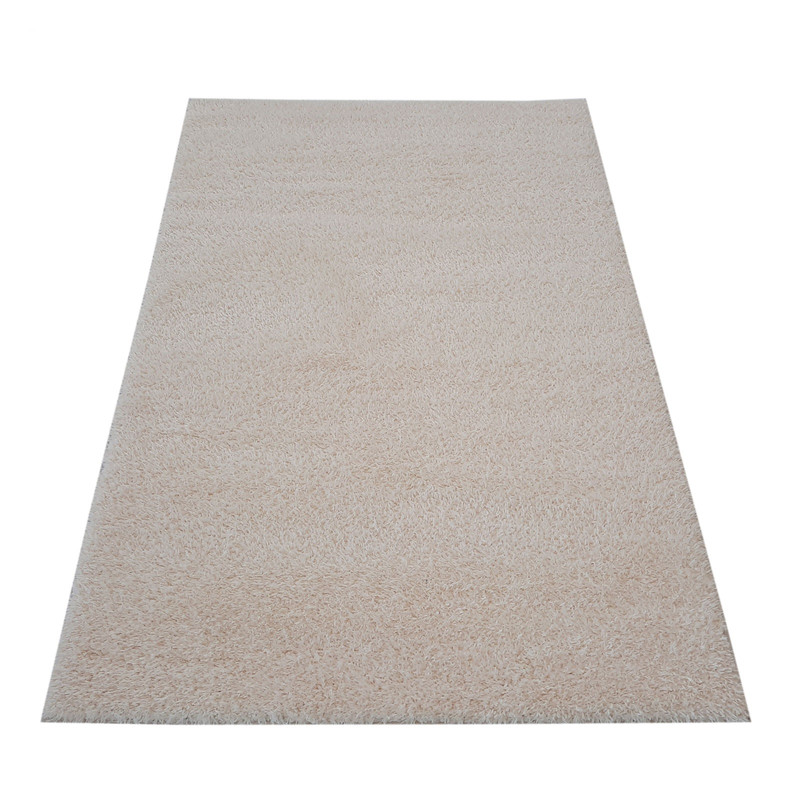 فرش ماشینی مدل شگی فلوکاتی زمینه کرم