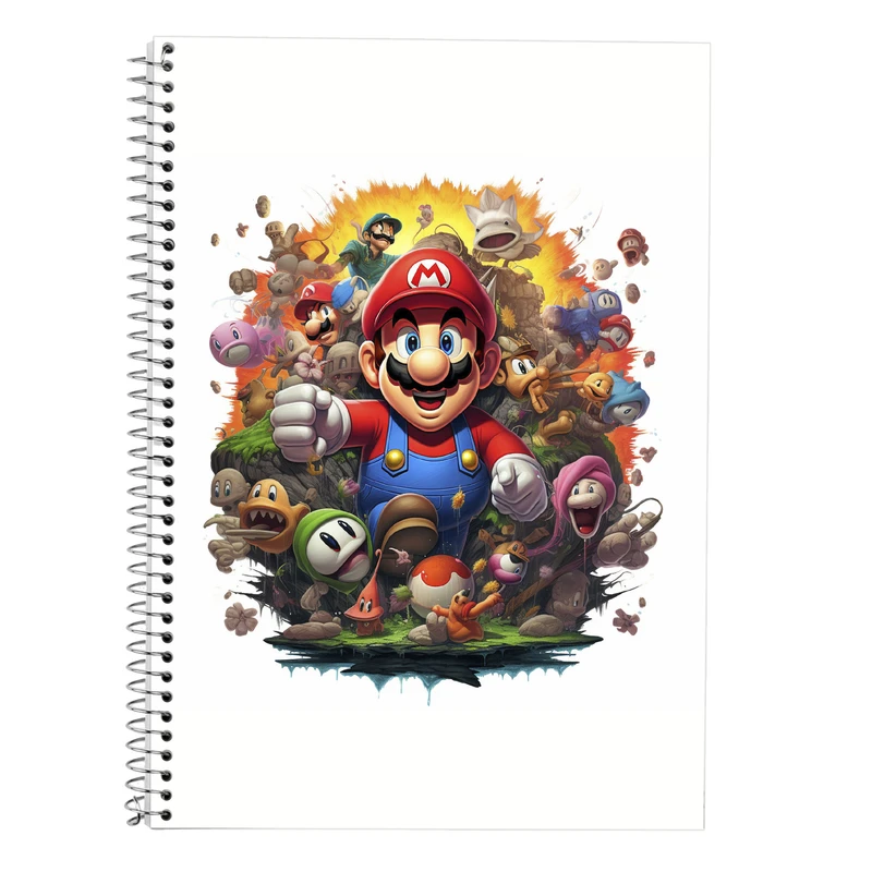 دفتر زبان 50 برگ مدوپد مدل سه خط طرح سوپرماریو super mario کد DF2799