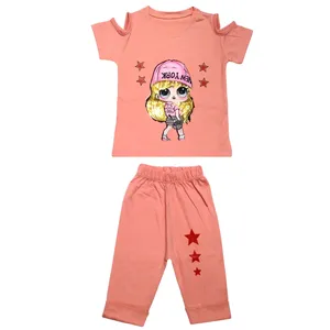 ست تی شرت و شلوارک نوزادی مدل دختر کد M550