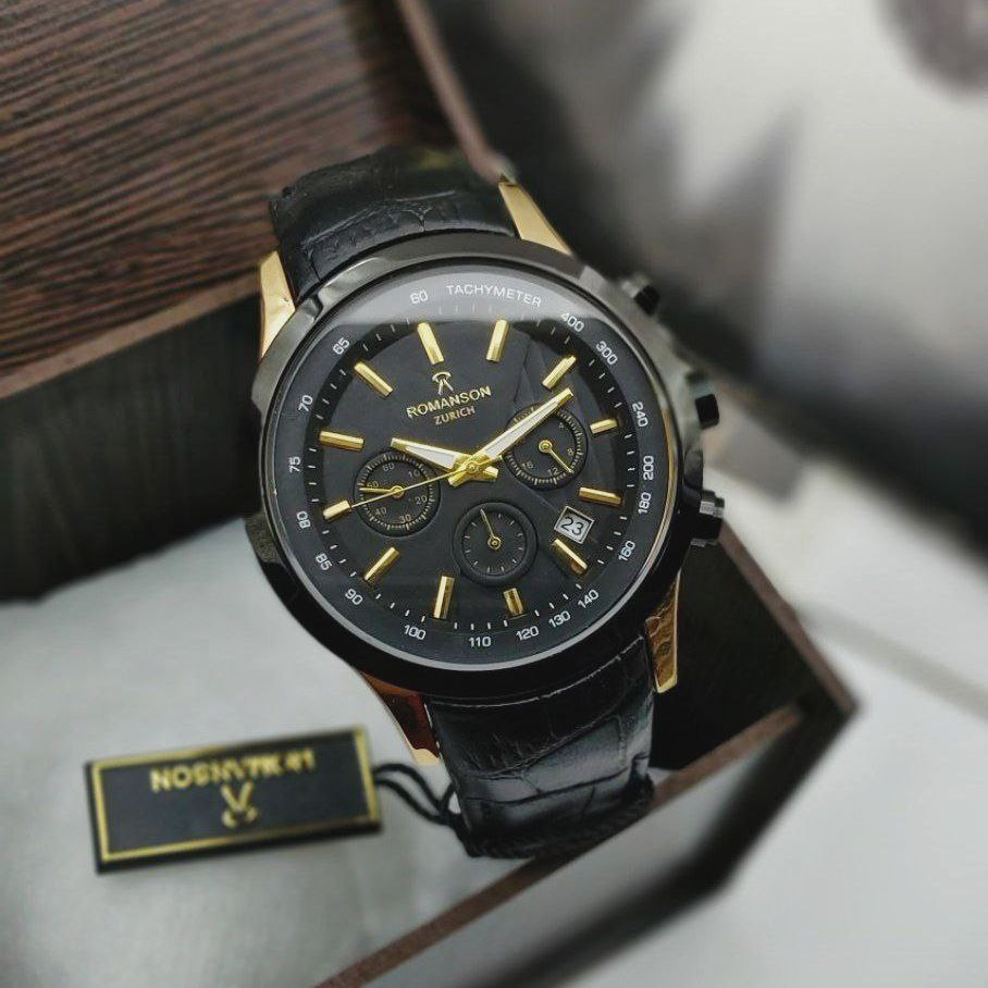 ساعت مچی عقربهای مردانه رومانسون مدل سه موتور فعال کورنوگراف بند چرمی 001
