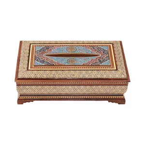 جعبه دستمال کاغذی خاتم کاری مدل لولايي