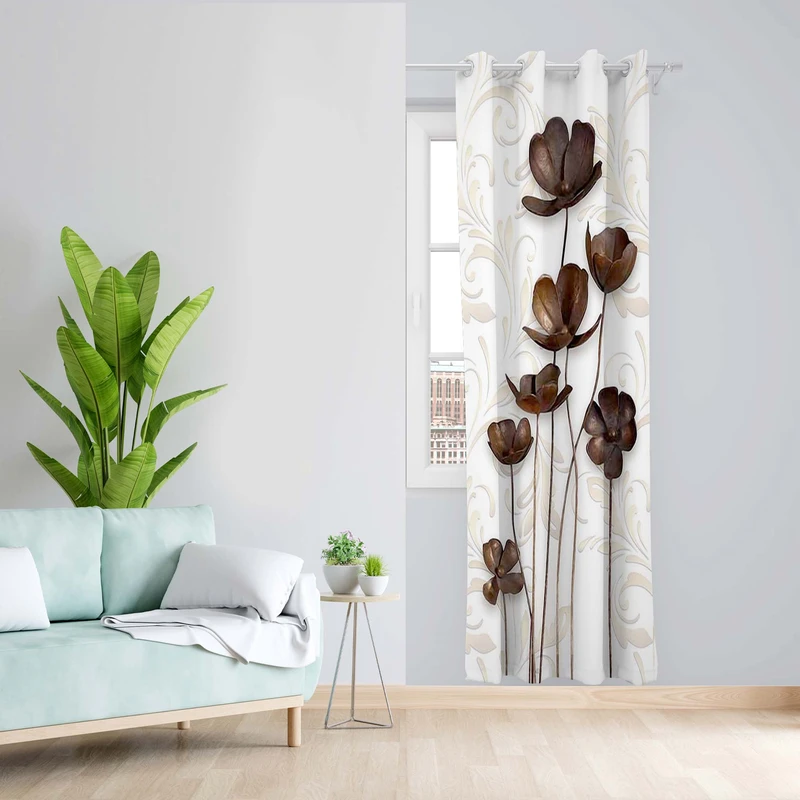 پرده طرح گل مدل مخمل پانچی کد 5084R z سایز 140x200 سانتی متر