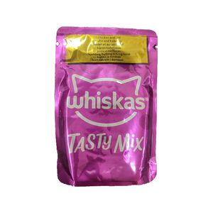 پوچ گربه بالغ ویسکاس مدل Tasty Mix Chef's Choice in Gravy با طعم مرغ و ماهی کاد وزن 85 گرم