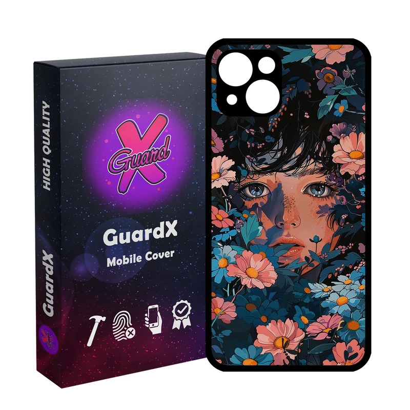 کاور گارد ایکس طرح دختر گل مدل Glass10786 مناسب برای گوشی موبایل اپل iPhone 13