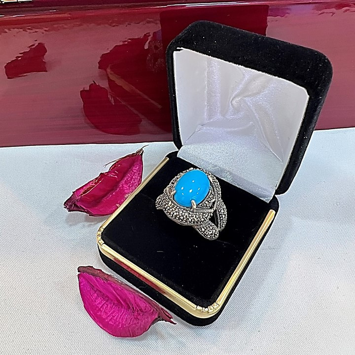 انگشتر نقره زنانه مدل سیاه قلم کد glsr-115