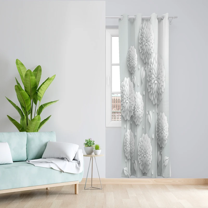 پرده طرح گل مدل مخمل پانچی کد 2379a z سایز 140x200 سانتی متر