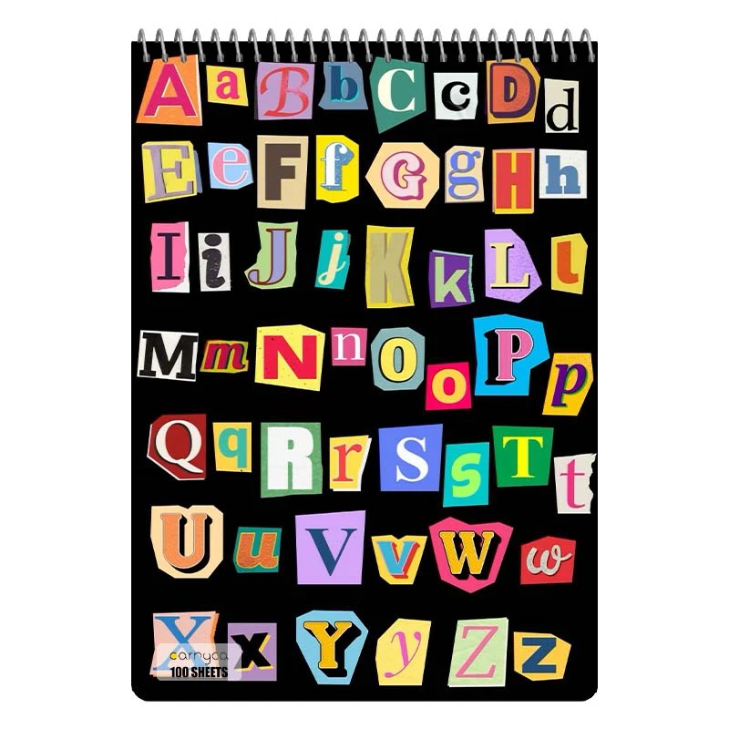 دفتر شطرنجی 100 برگ کارنیکا طرح متون انگلیسی English word کد 65933